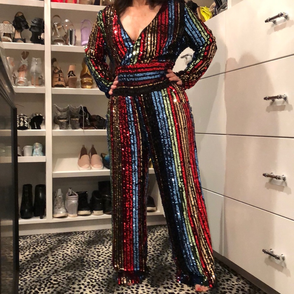 Rainbow Sequin Stripe Jumpsuit